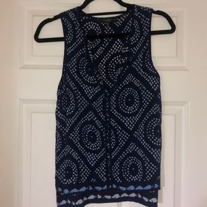 Sanctuary navy and white printed blouse